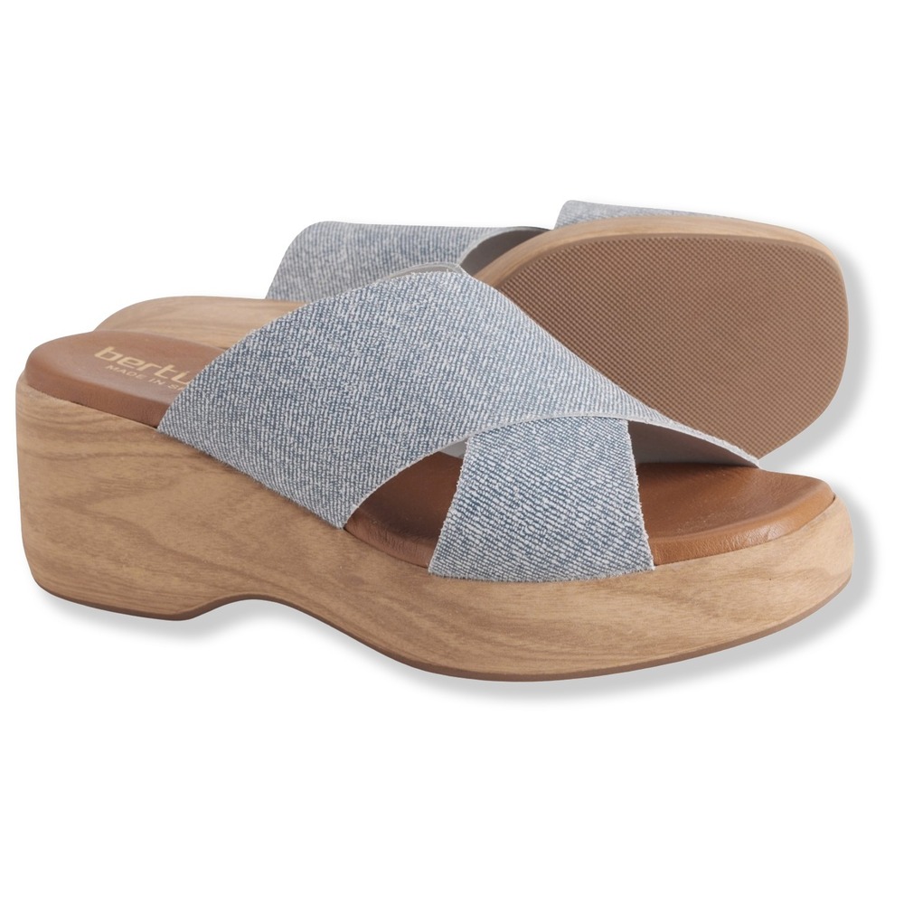BERTUCHI X-Band Wedge Sandals - NEW‎ Womens Size 8 Blue / Tan - #45349-TOP2